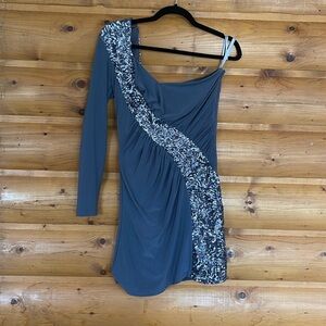 Gray Ariella sequin detail mini dress